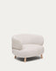 Fauteuil Luisa chenille perle avec pieds en bois de hêtre 90 cm