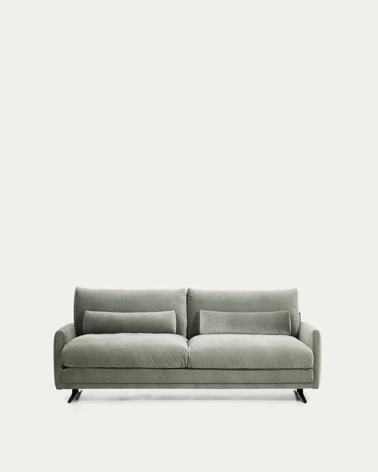 Canapé Veliro 2 places en velours vert avec pieds en acier finition noire 210 cm – Certifié FSC Mix Credit