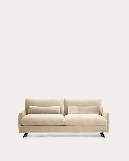 Canapé Veliro 2 places en velours perle avec pieds en acier finition noire 210 cm – Certifié FSC Mix Credit