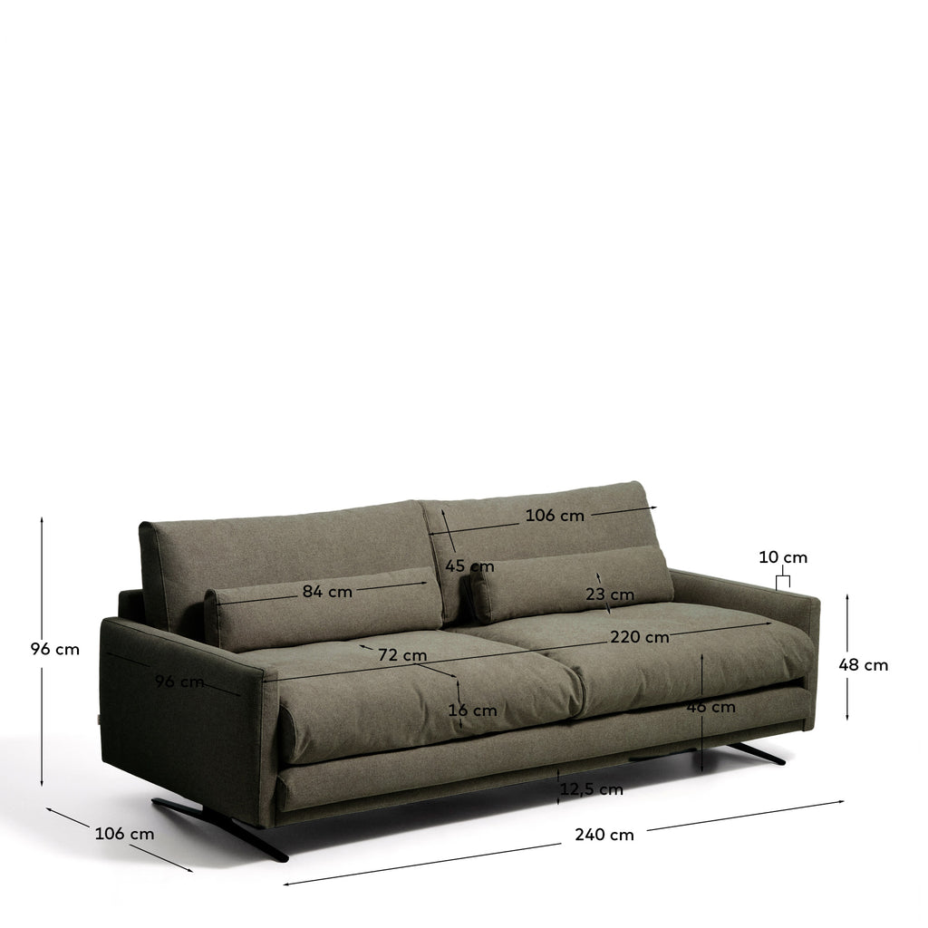 Canapé 4 places Veliro ignifugé vert foncé et pieds en acier avec finition noire 240 cm FSC Mix Credit