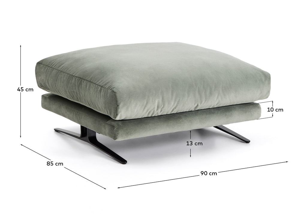 Repose-pieds Veliro en velours vert et pieds en acier avec finition noire 85 x 90 cm FSC Mix Credit