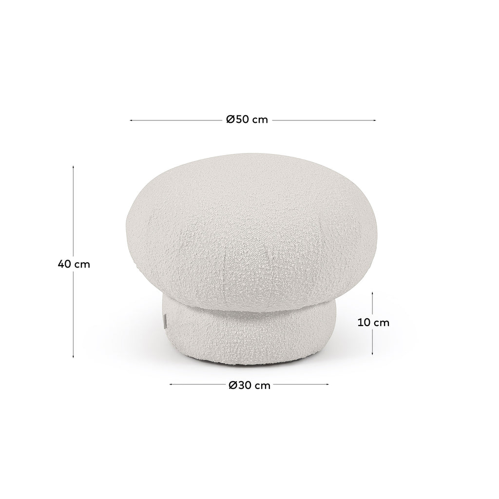 Pouf rond Sarisha bouclette blanc Ø 50 cm