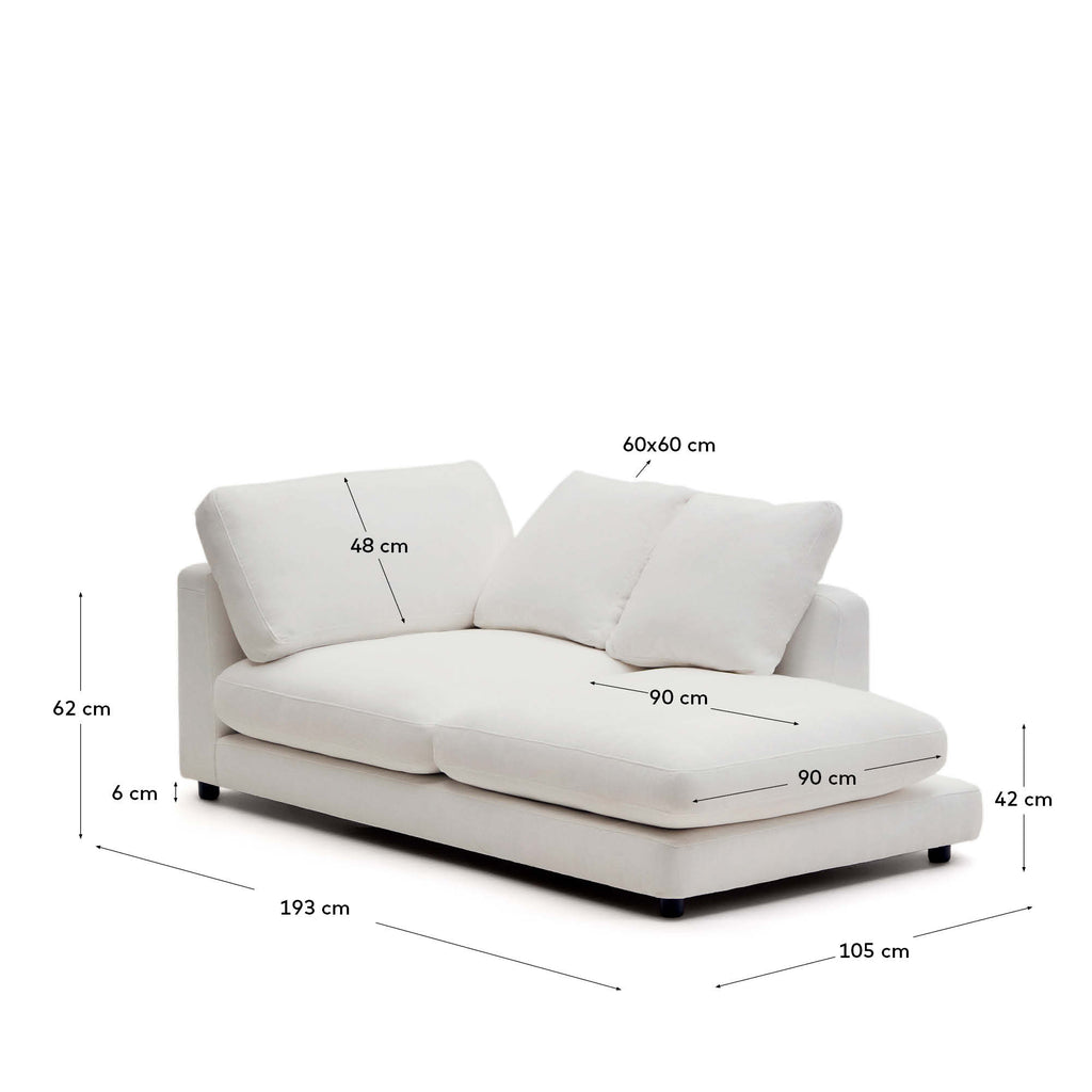 Méridienne droite Gala en chenille blanche 193 x 105 cm – FSC Mix Credit