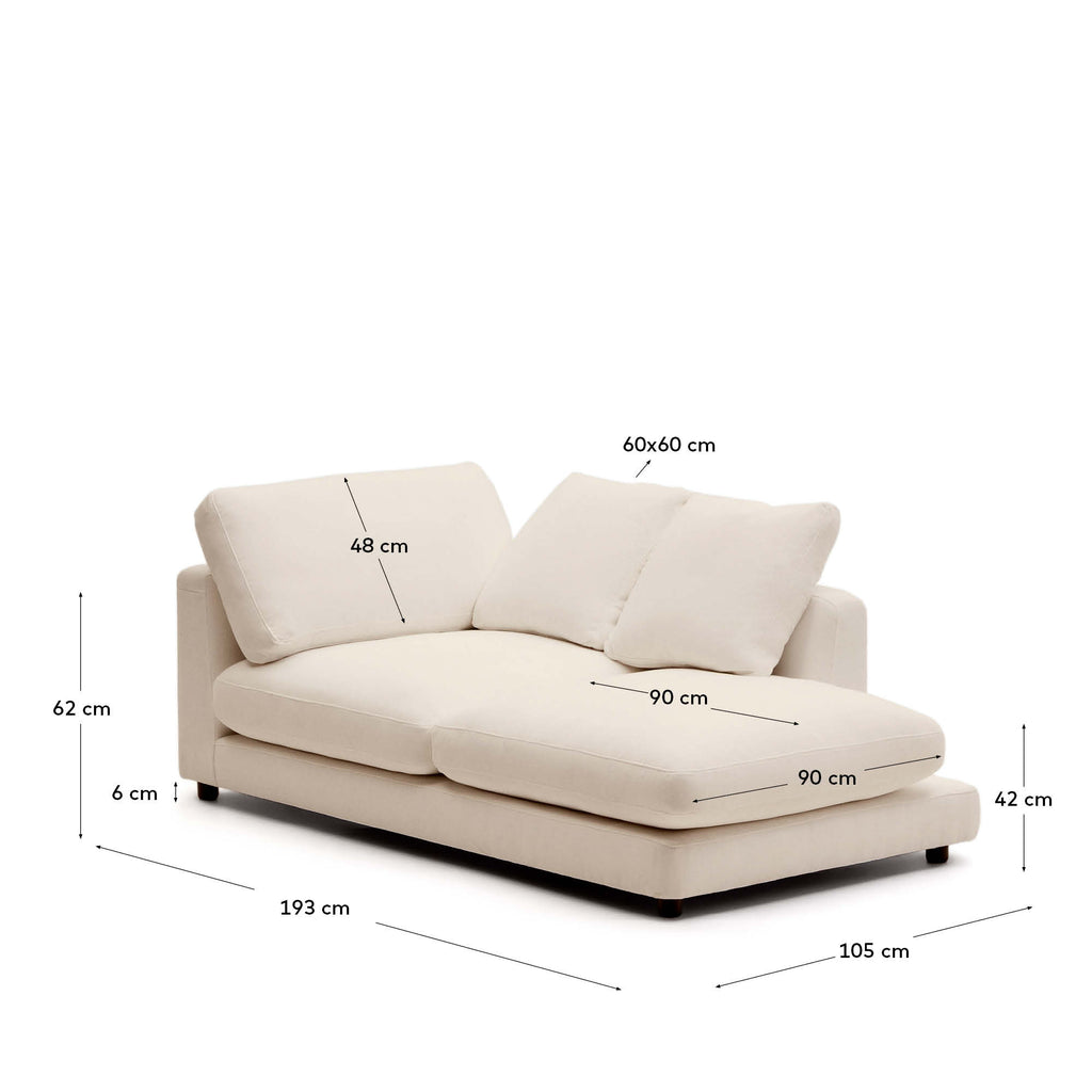 Méridienne droite Gala en chenille beige 193 x 105 cm – FSC Mix Credit