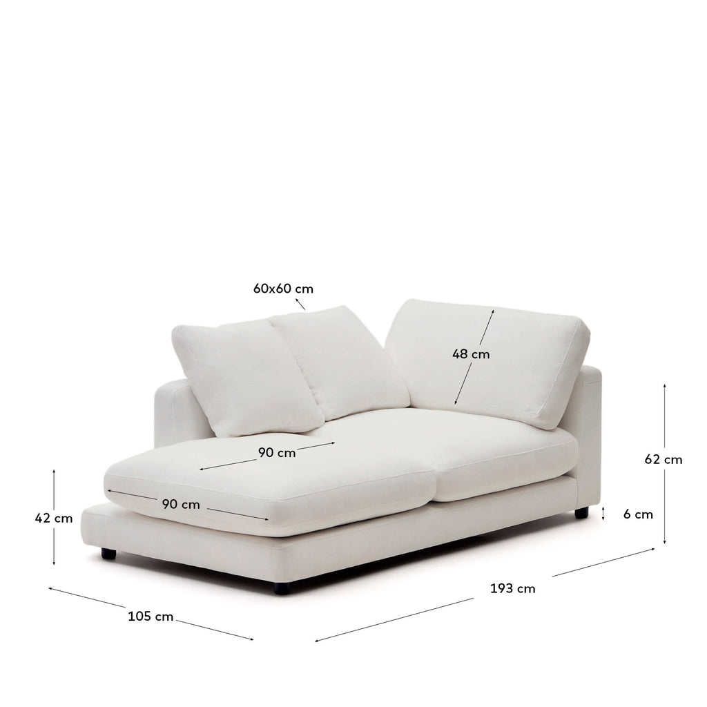 Chaise longue Gala gauche blanche 193 x 105 cm