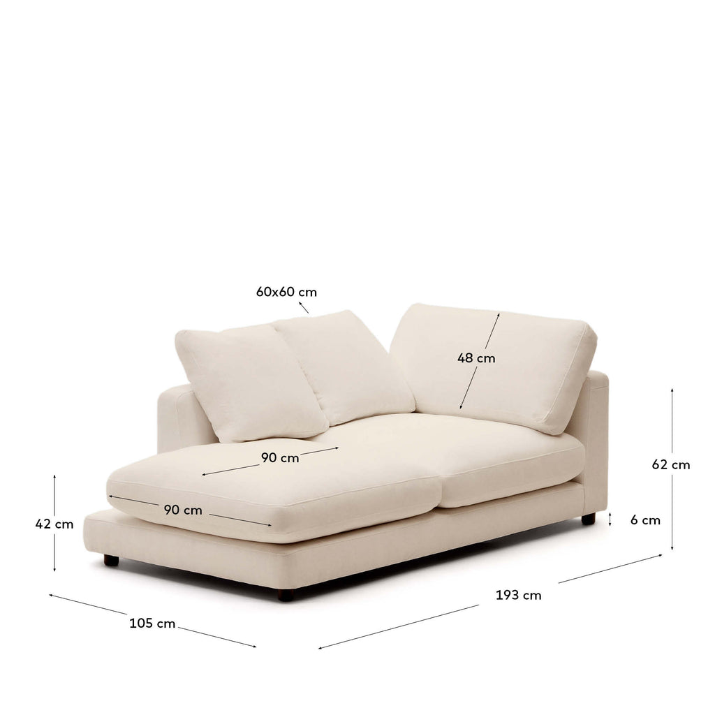 Méridienne gauche Gala en chenille beige 193 x 105 cm – FSC Mix Credit