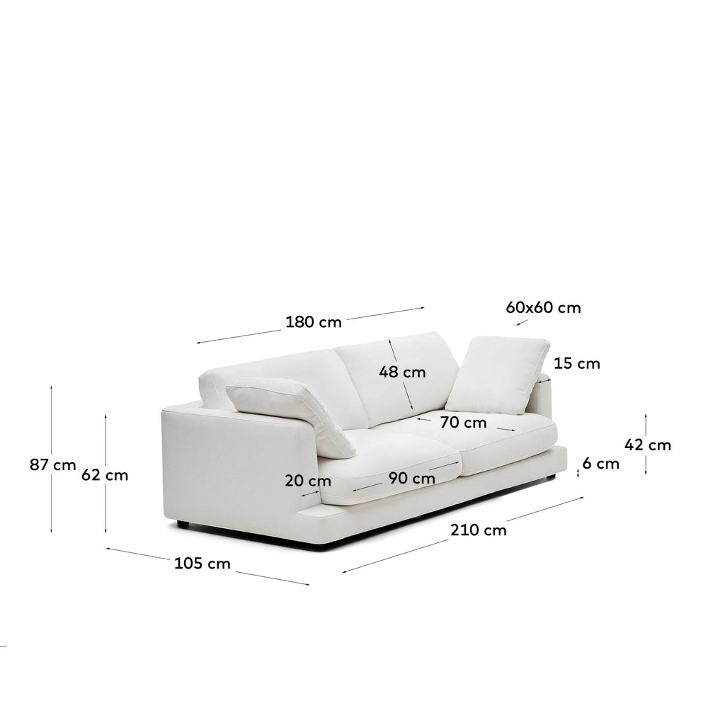 Canapé Gala 3 places en chenille blanche 210 cm – Certifié FSC Mix Credit