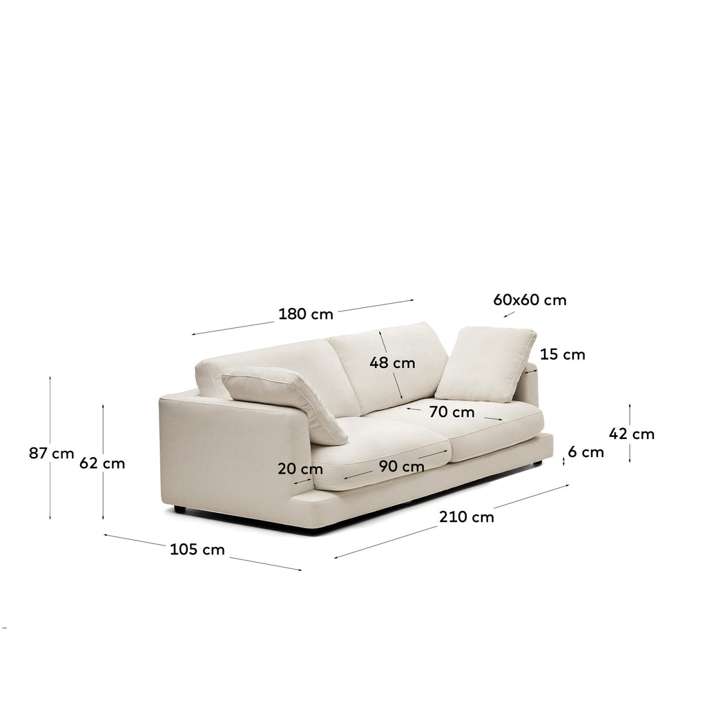 Canapé Gala 3 places en chenille beige 210 cm – Certifié FSC Mix Credit
