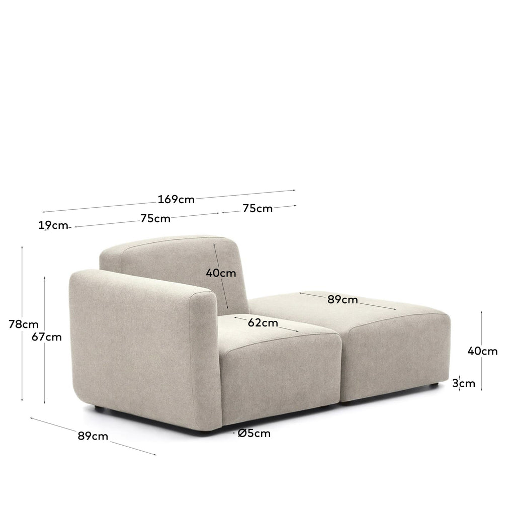 Canapé modulable Neom 1 plaza avec terminal beige 169 cm FSC Mix Credit