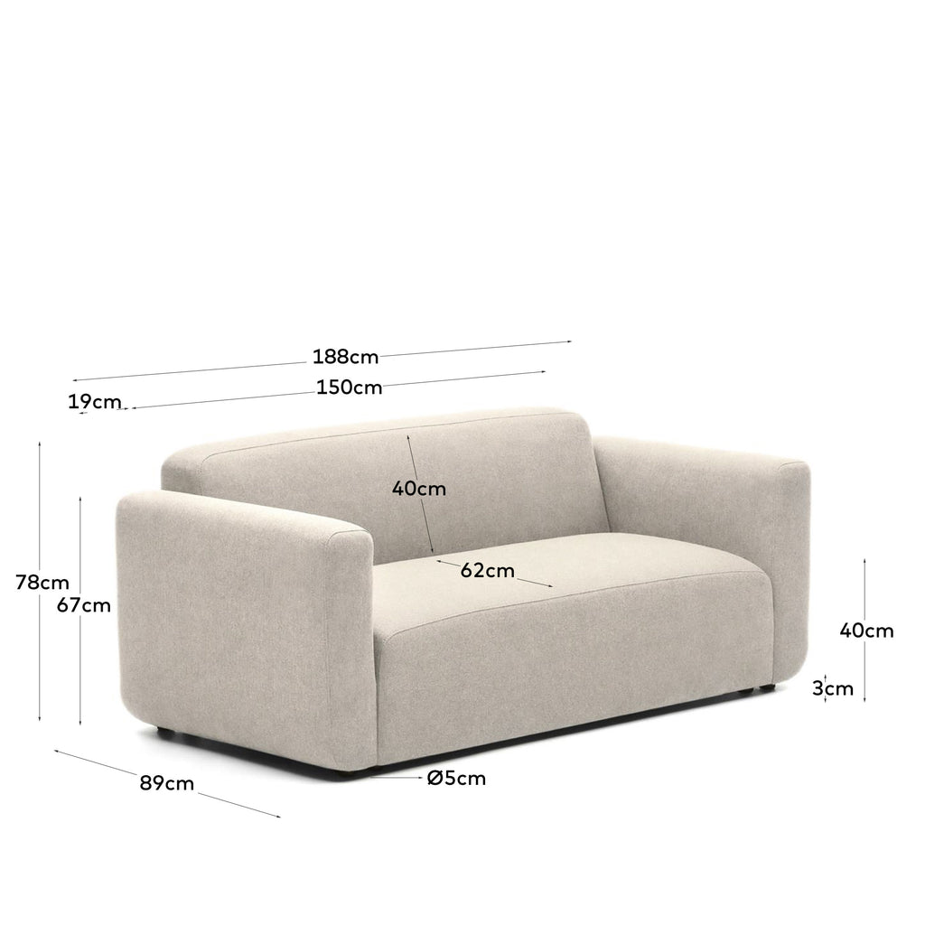 Canapé modulable Neom 2 places beige 188 cm FSC Mix Credit