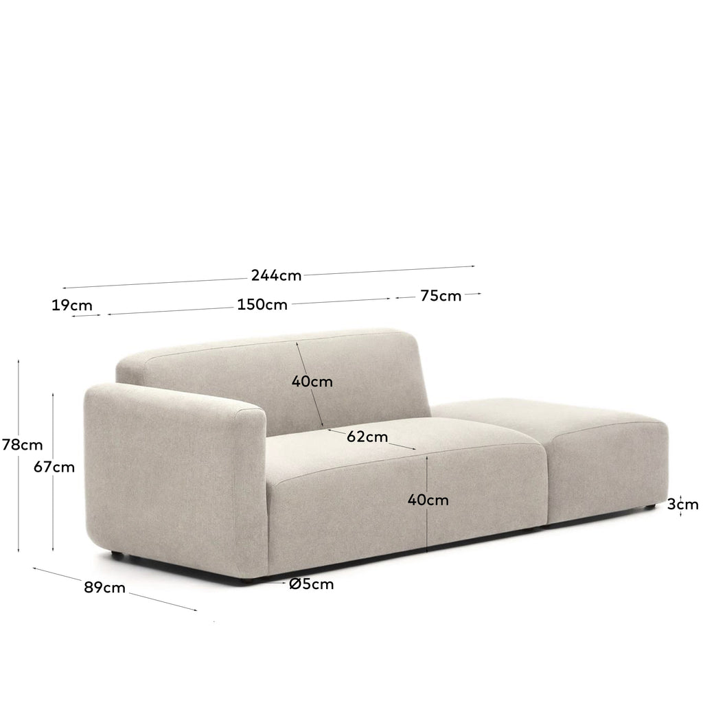 Canapé modulable Neom 2 places avec terminal beige 244 cm FSC Mix Credit