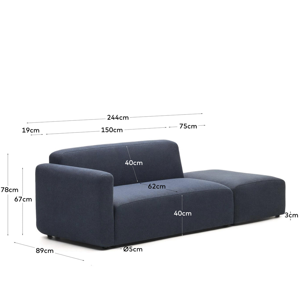 Canapé modulable Neom 2 places avec terminal bleu 244 cm FSC Mix Credit