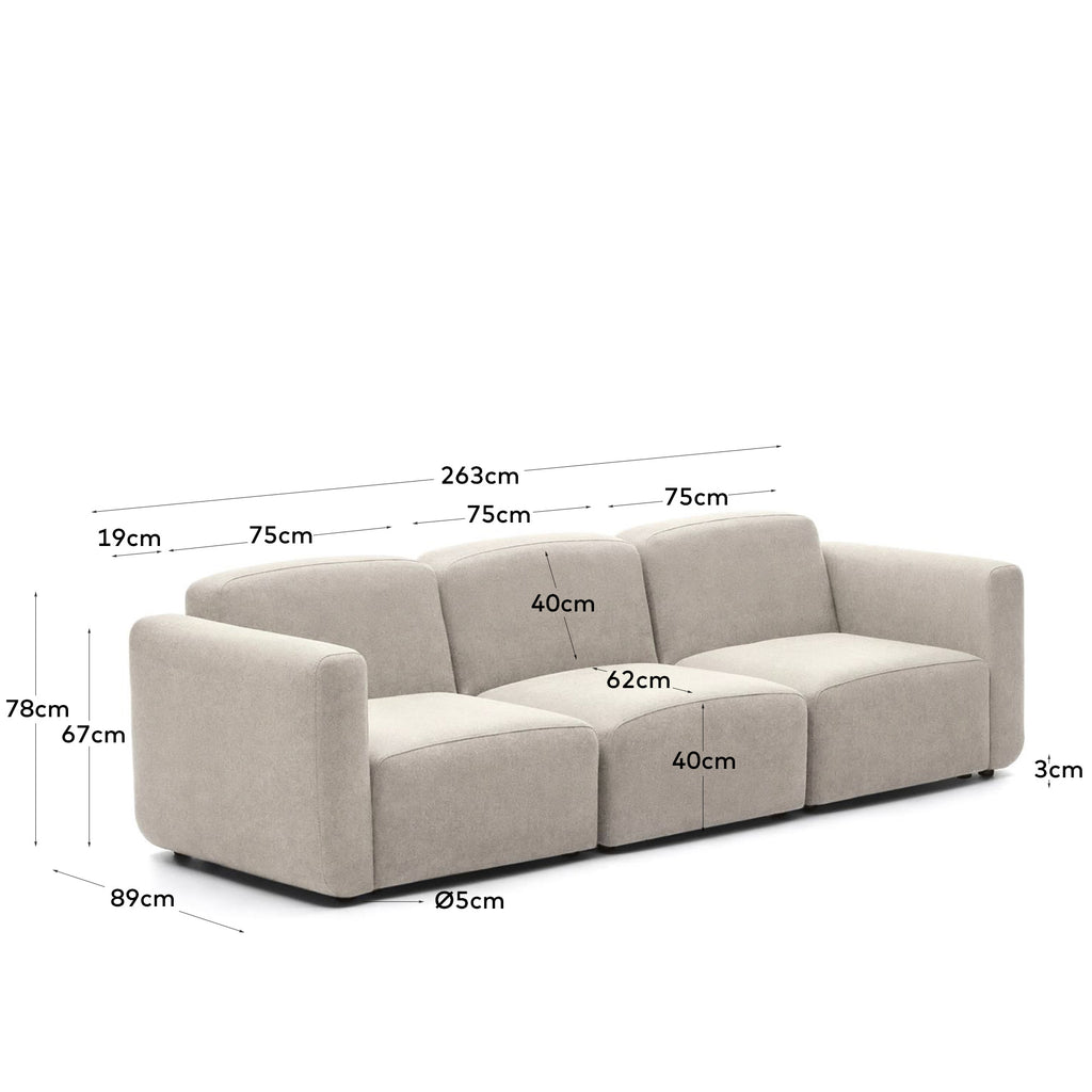 Canapé modulable Neom 3 places beige 263 cm FSC Mix Credit
