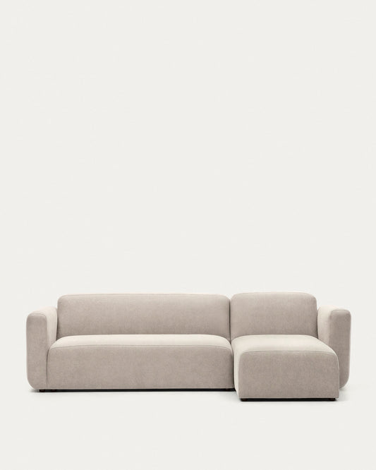 Canapé modulable Neom 3 places méridienne droite/gauche tissu structuré beige 263 cm FSC Mix Credit