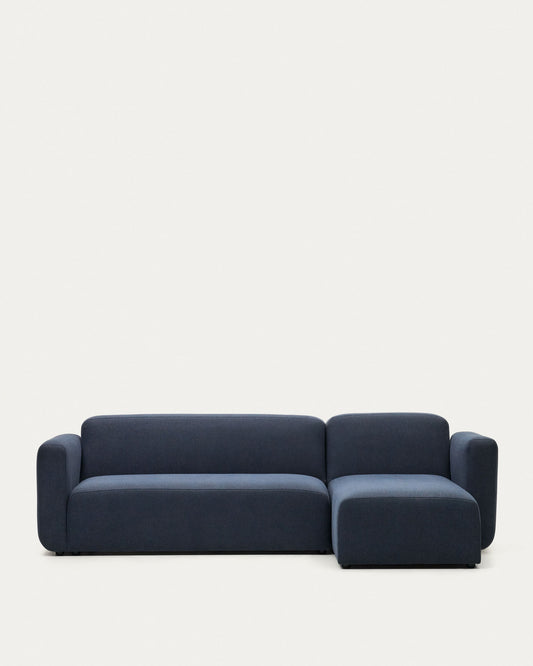 Canapé modulable Neom 3 places méridienne droite/gauche tissu structuré bleu 263 cm FSC Mix Credit