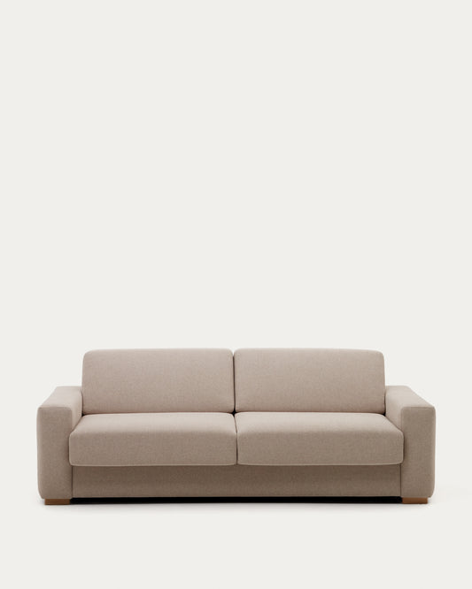 Canapé-lit Anley 4 places beige avec pieds en bois de hêtre 244 cm FSC Mix Credit