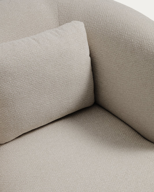 Fauteuil avec coussin Martina ignifugé en chenille couleur pierre FSC Mix Credit