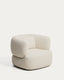 Fauteuil avec coussin Martina ignifugé en chenille écrue FSC Mix Credit