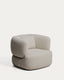 Fauteuil pivotant avec coussin Martina ignifugé en chenille couleur pierre FSC Mix Credit
