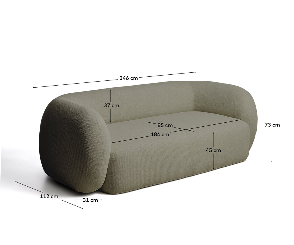 Canapé Martina 3 places ignifugé en chenille verte 246 cm – Certifié FSC Mix Credit