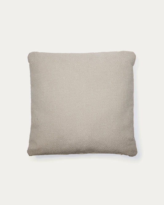 Coussin Martina ignifugé en chenille couleur pierre 52 x 52 cm