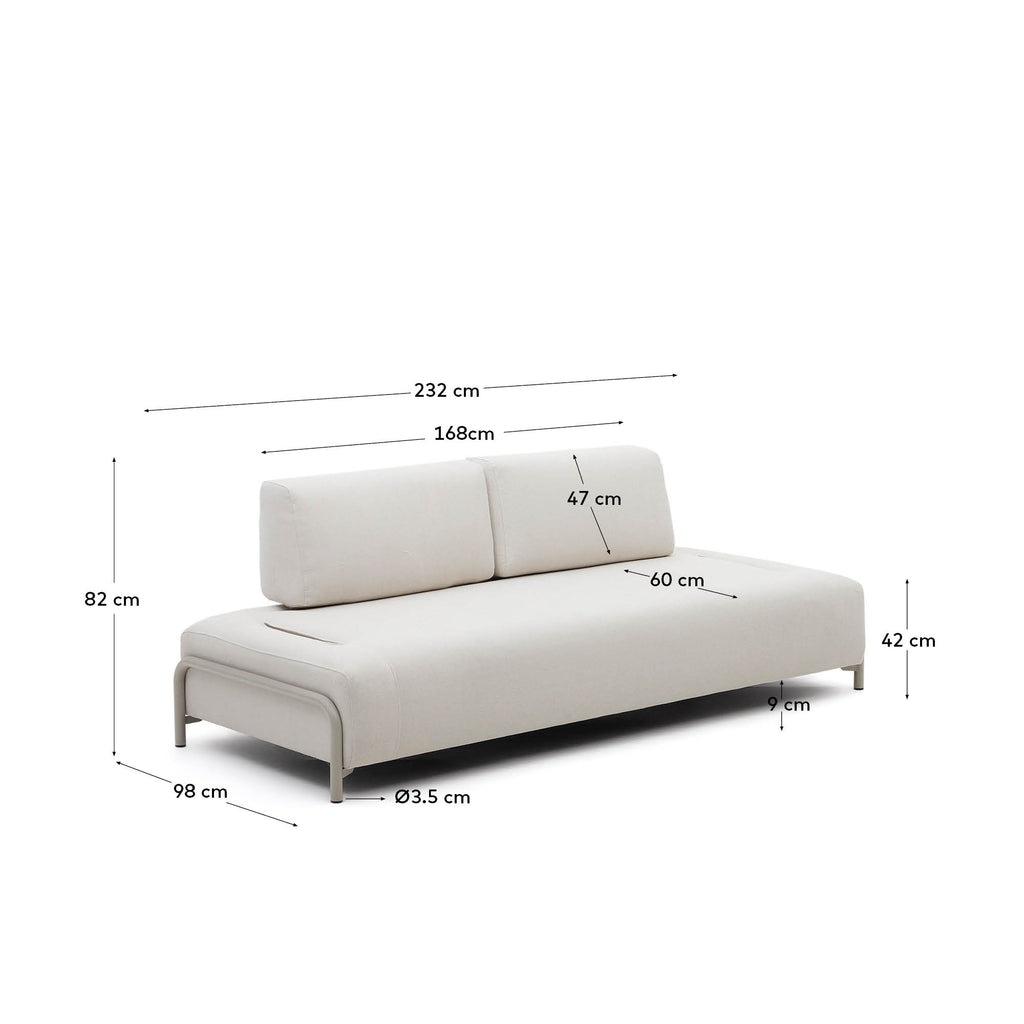 Module Compo 3 places en chenille beige et structure en métal beige  232 cm FSC Mix Credit