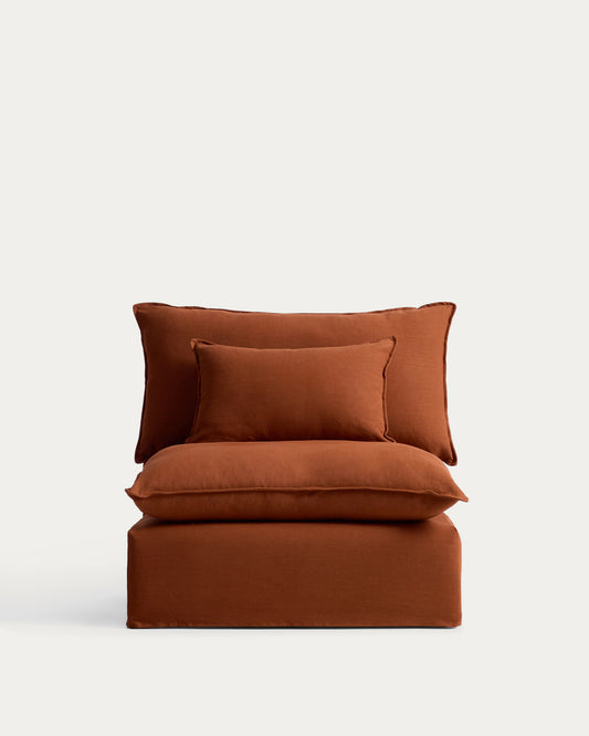 Fauteuil déhoussable Anarela en 100 % lin terracotta 110 cm FSC Mix Credit