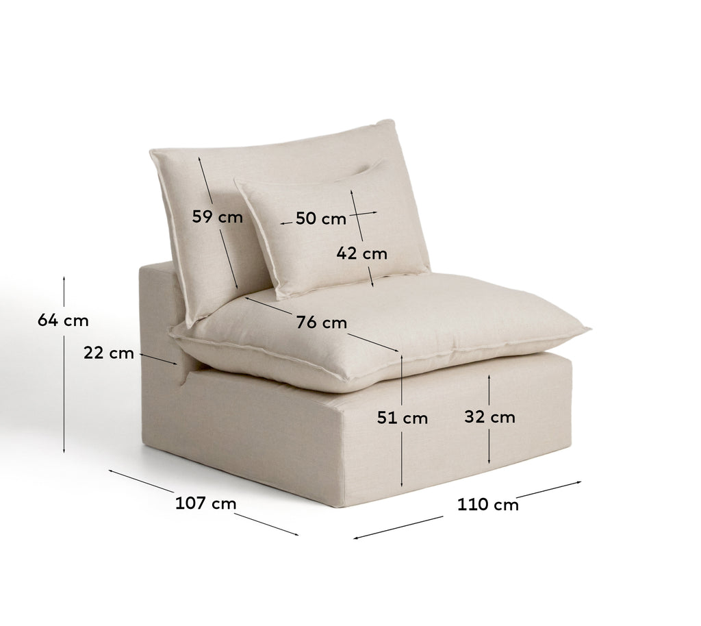 Fauteuil déhoussable Anarela en lin et viscose beige 110 cm FSC Mix Credit