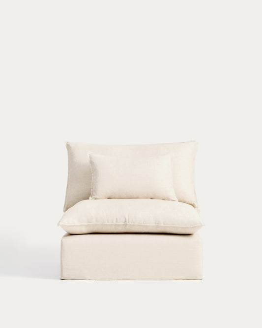 Fauteuil déhoussable Anarela en lin et viscose beige 110 cm FSC Mix Credit