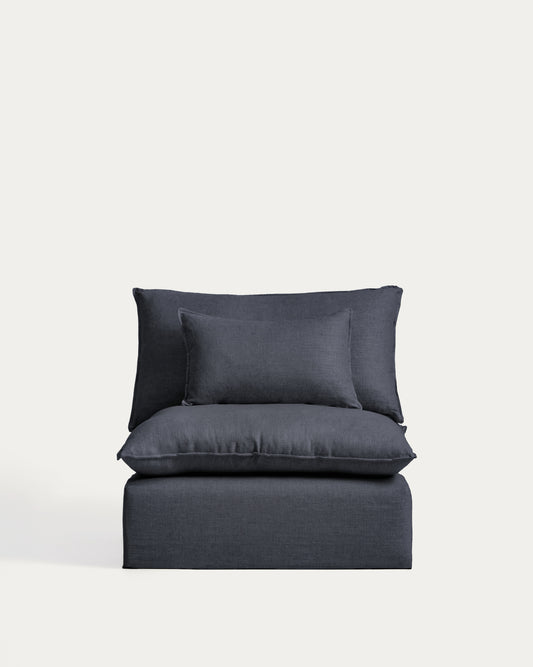 Fauteuil déhoussable Anarela en lin et viscose gris foncé 110 cm FSC Mix Credit