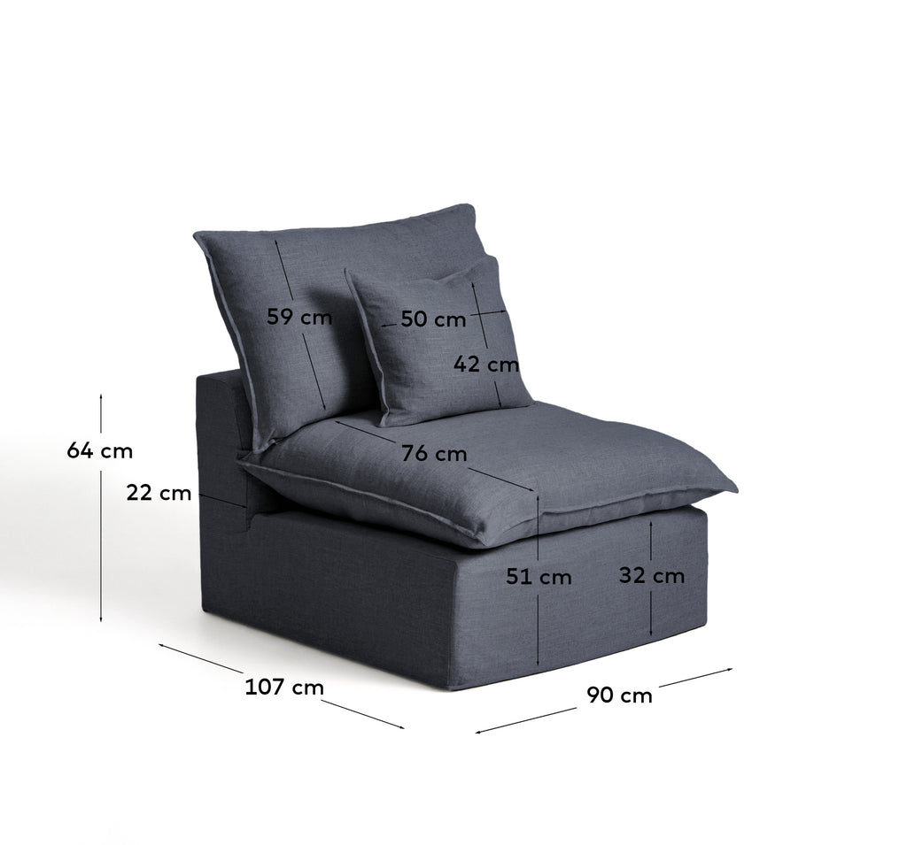 Fauteuil déhoussable Anarela en lin et viscose gris foncé 90 cm FSC Mix Credit