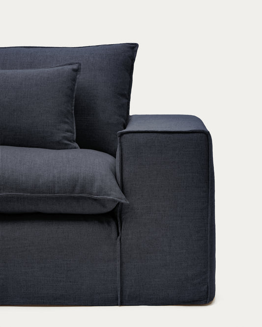 Canapé déhoussable Anarela 2 places en lin et viscose gris foncé 240 cm FSC Mix Credit