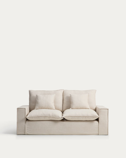 Canapé déhoussable Anarela 2 places en lin et viscose beige 220 cm FSC Mix Credit