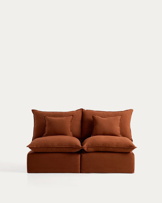 Canapé modulable déhoussable Anarela 2 places en 100 % lin terracotta 180 cm FSC Mix Credit