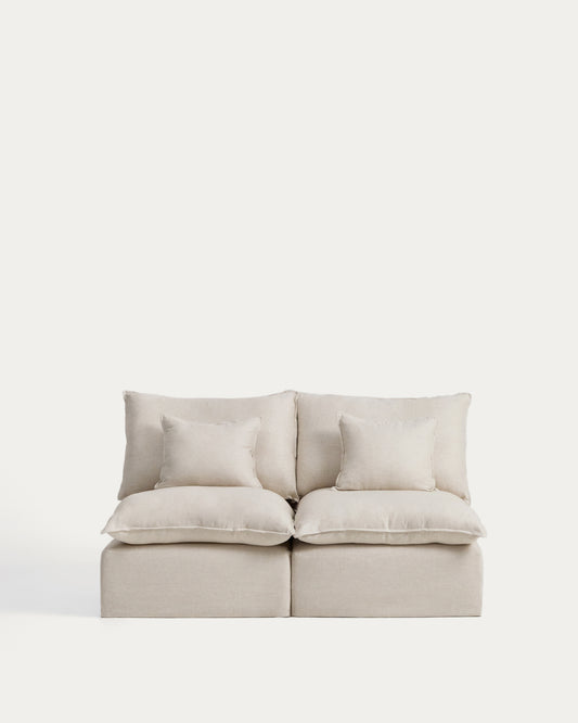 Canapé modulable déhoussable Anarela 2 places en lin et viscose beige 180 cm FSC Mix Credit
