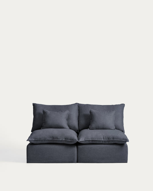 Canapé modulable déhoussable Anarela 2 places en lin et viscose gris foncé 180 cm FSC Mix Credit