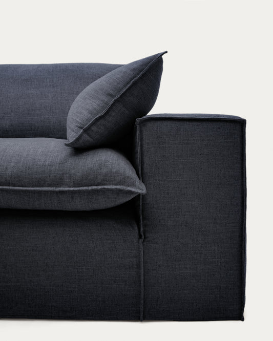 Canapé déhoussable Anarela 3 places en lin et viscose gris foncé 280 cm FSC Mix Credit