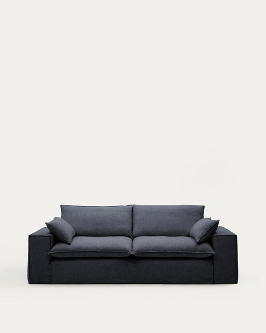Canapé déhoussable Anarela 3 places en lin et viscose gris foncé 280 cm FSC Mix Credit