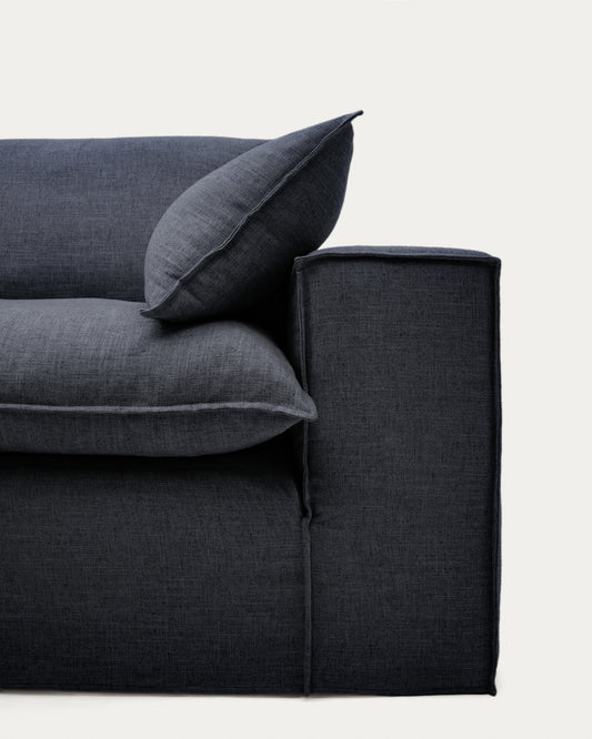 Canapé déhoussable Anarela 3 places en lin et viscose gris foncé 260 cm FSC Mix Credit