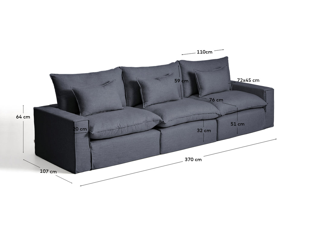 Canapé modulable déhoussable Anarela 5 places en lin et viscose gris foncé 370 cm FSC Mix Credit