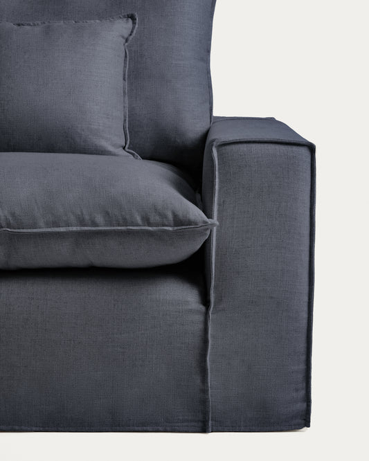 Canapé modulable déhoussable Anarela 5 places en lin et viscose gris foncé 370 cm FSC Mix Credit