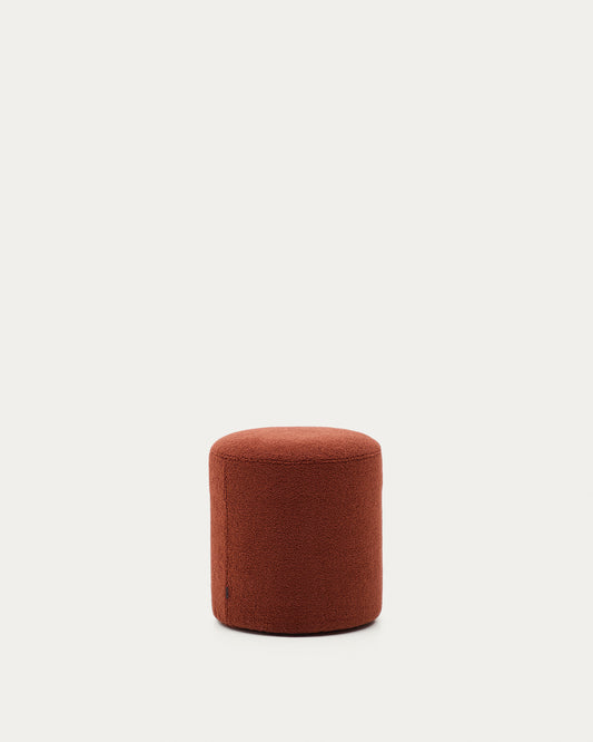 Repose-pieds déhoussable Kaeli en bouclette terracotta Ø 43 cm