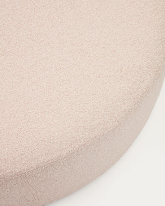 Repose-pieds déhoussable Kaeli en bouclette rose Ø 120 cm