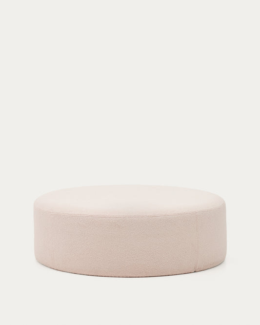 Repose-pieds déhoussable Kaeli en bouclette rose Ø 120 cm