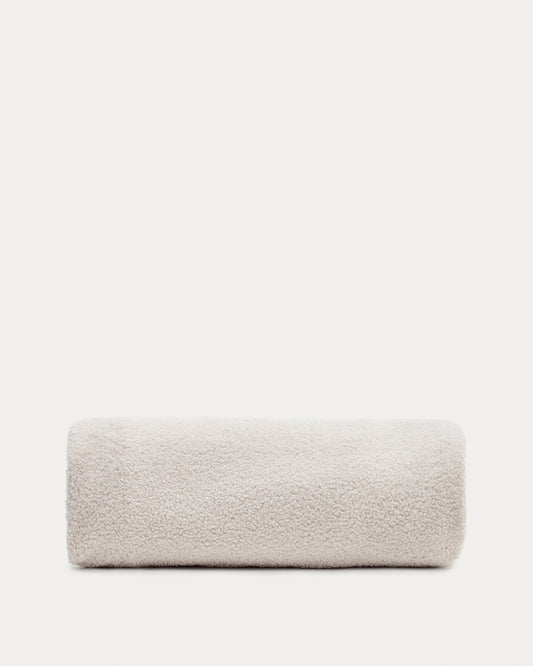 Housse pour repose-pieds Kaeli en bouclette écru Ø 120 cm