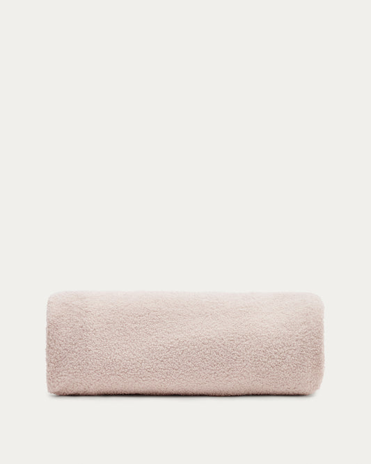 Housse pour repose-pieds Kaeli en bouclette rose Ø 120 cm