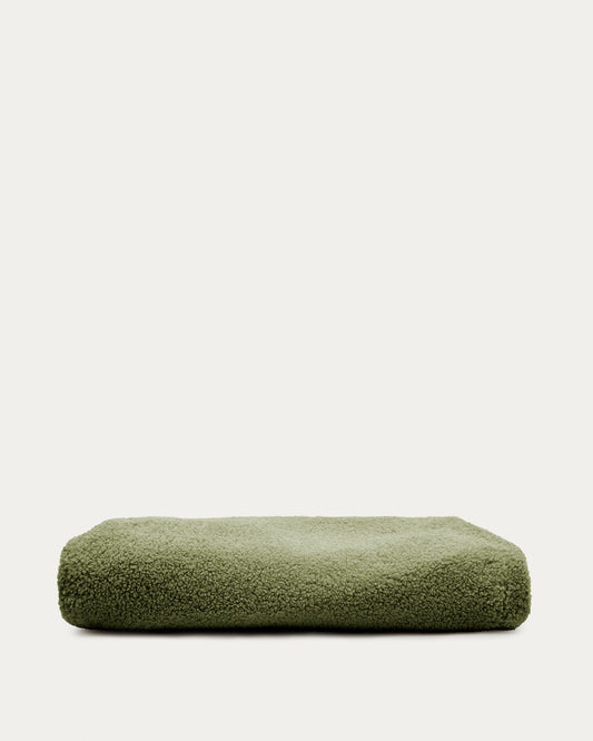 Housse pour repose-pieds Kaeli en bouclette vert Ø 43 cm