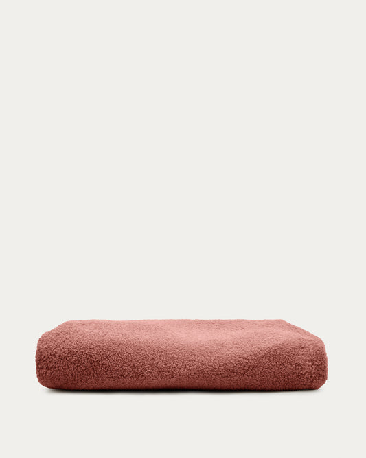 Housse pour repose-pieds Kaeli en bouclette terracotta Ø 43 cm