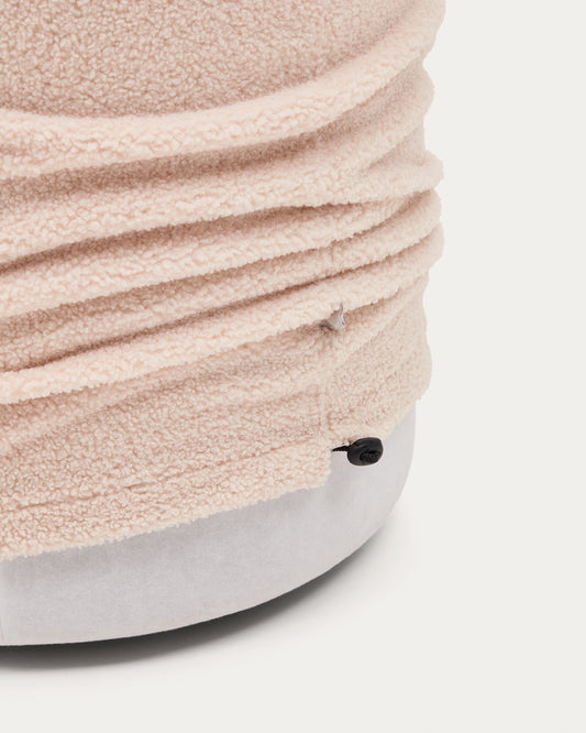 Housse pour repose-pieds Kaeli en bouclette rose Ø 43 cm