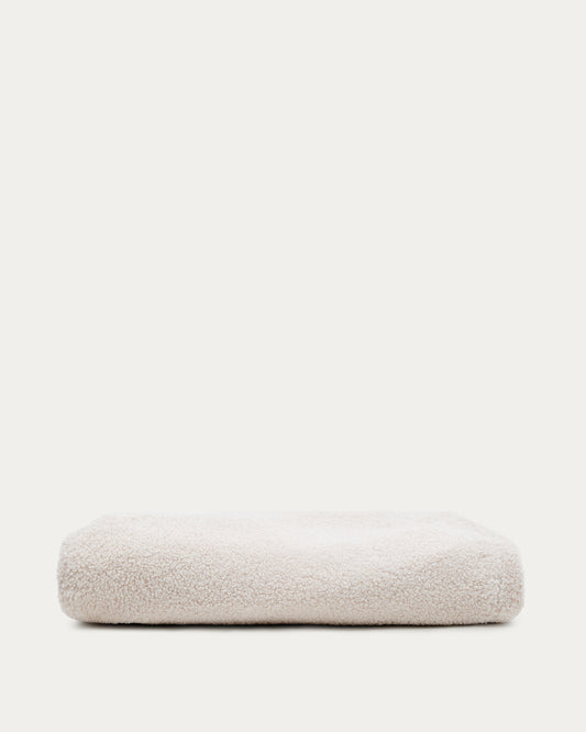 Housse pour repose-pieds Kaeli en bouclette écru Ø 60 cm